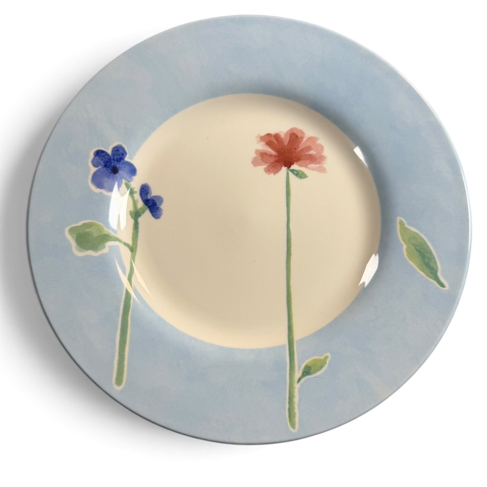 Royal Stafford Watercolor Floral Dinner Plates Set of 6 Blue Red Flowers England